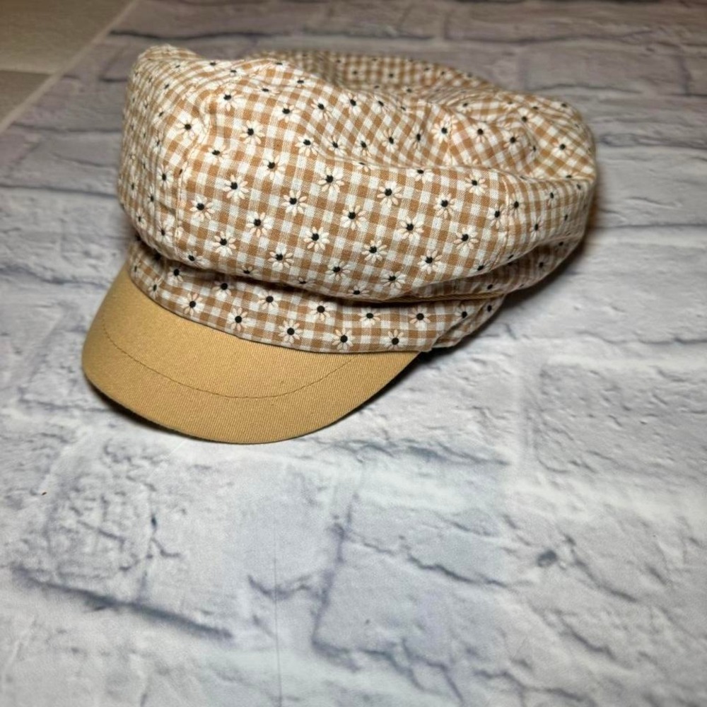 D&Y Daisy Gingham Newsboy Cap | Y2K Cabbie Hat Cottagecore